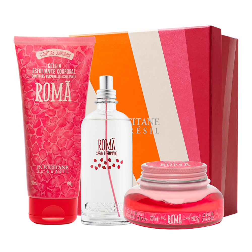 Presente Romã: Spray, Geleia Hidratante e Esfoliante