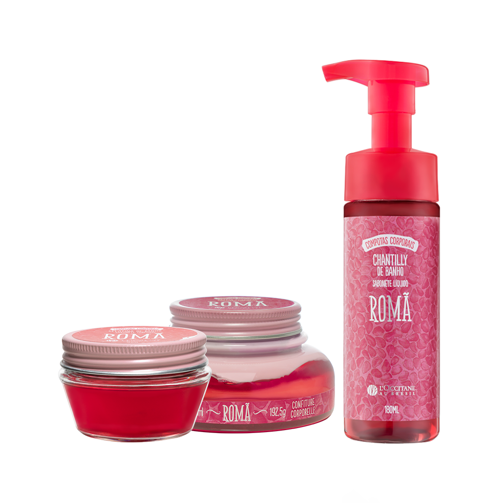 Combo Banho e Hidratação Romã: Chantilly, Gelatina e Geleia Hidratante